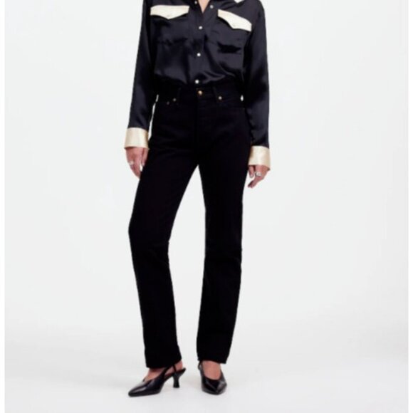 Alexa Chung for Madewell High-Rise Straight Jean Outridge Wash Black Size 28 NEW - Picture 2 of 14